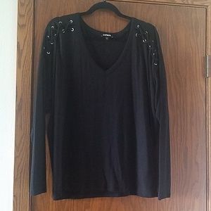 Express black lace up long sleeve sz m